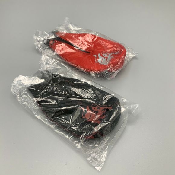 Bull Black and Red Zippered Bottle Koozies Bull BBQ Set of 2 Beer Soda Cokes - Picture 3 of 4